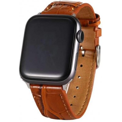 Krokodil armband braun - Apple Watch 44/45/46/49 mm