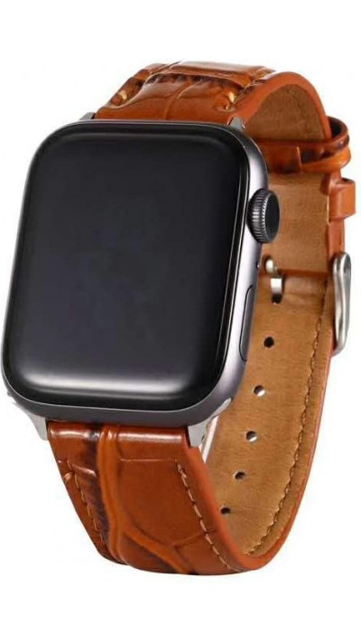 Krokodil armband braun - Apple Watch 44/45/46/49 mm