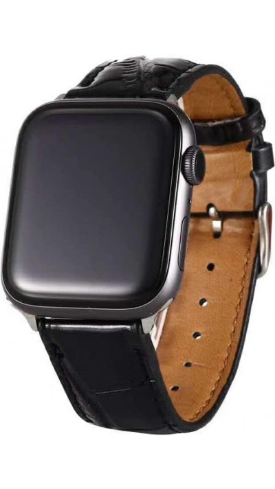 Krokodil armband schwarz - Apple Watch 44/45/46/49 mm