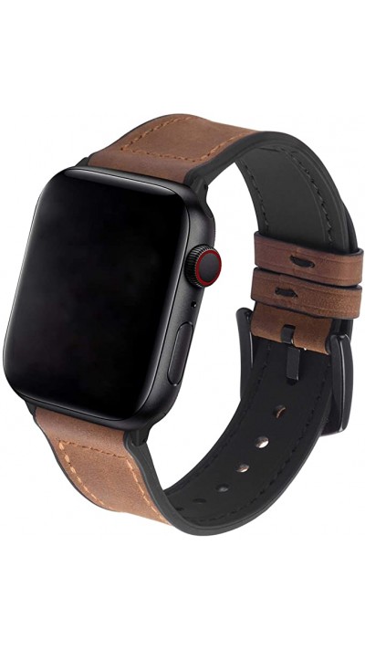 Lederarmband Silikon Hellbraun - Apple Watch 44/45/46/49 mm