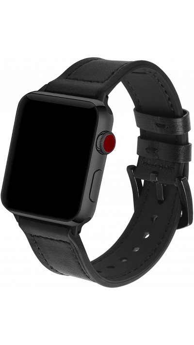 Lederarmband Silikon schwarz - Apple Watch 44/45/46/49 mm