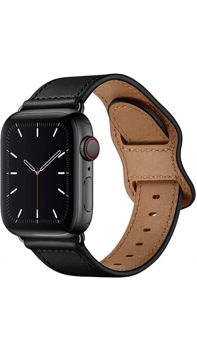 Lederarmband schwarz - Apple Watch 44/45/46/49 mm