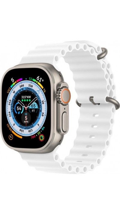 Gummi Silikon Armband gewellt - Weiss - Apple Watch Ultra 49 mm