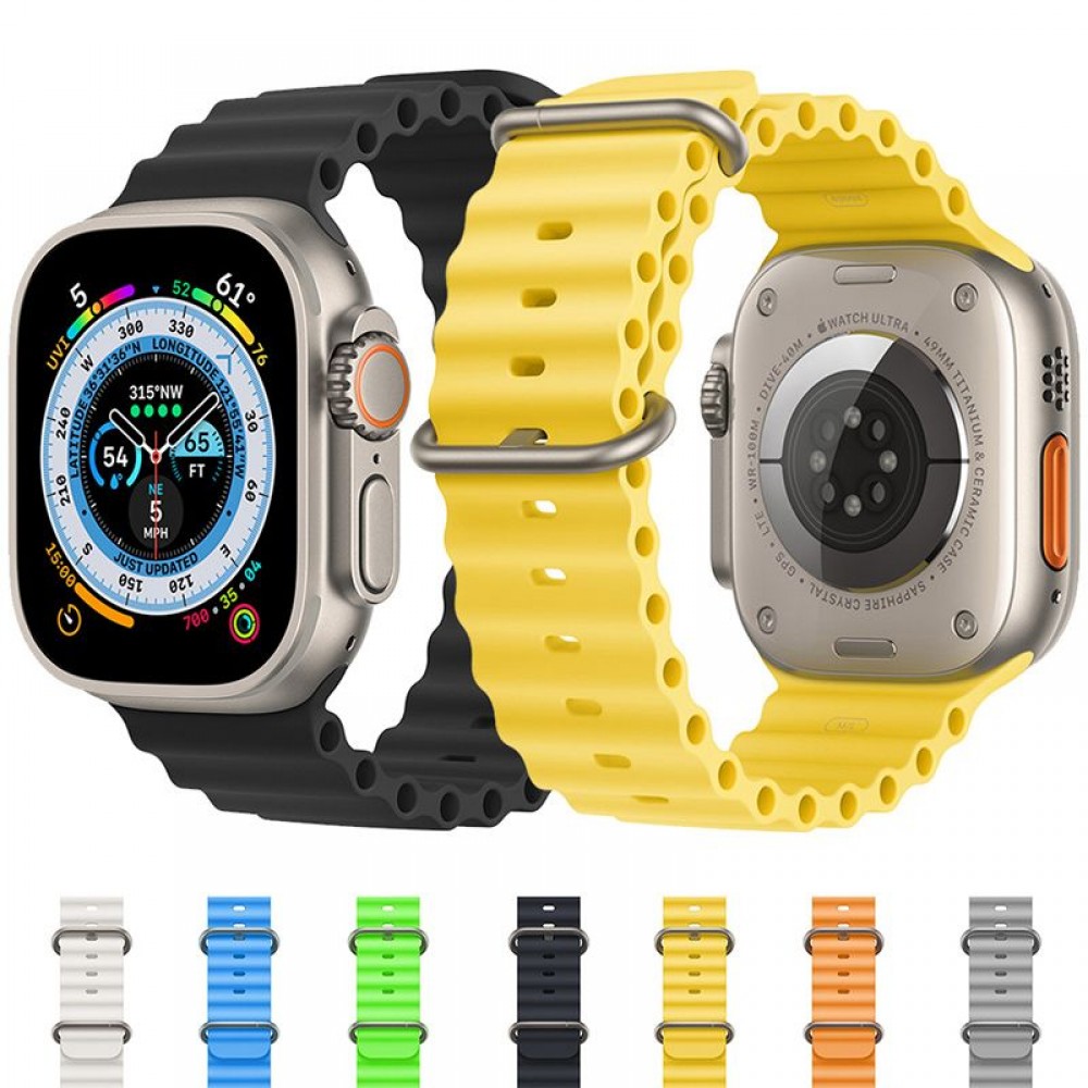 Gummi Silikon Armband gewellt - Grau - Apple Watch Ultra 49 mm