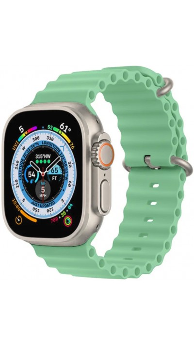 Gummi Silikon Armband gewellt - Mintgrün - Apple Watch 42 mm / 44 mm / 45 mm