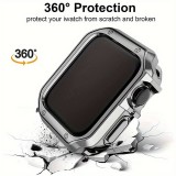 Edles Metallarmband mit integrierter TPU Silikon Schutzhülle für Apple Watch 49mm - Silber