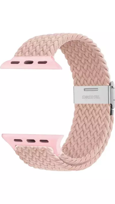 Elastisches Geflochtenes Nylonarmband mit Dehnbaren Riemen f&uuml;r Apple Watch - Hellbeige - Apple Watch 38/40/41/42 mm