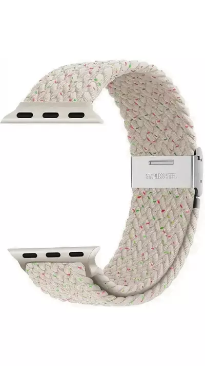 Elastisches Geflochtenes Nylonarmband mit Dehnbaren Riemen f&uuml;r Apple Watch - Champagne - Apple Watch 38/40/41/42 mm