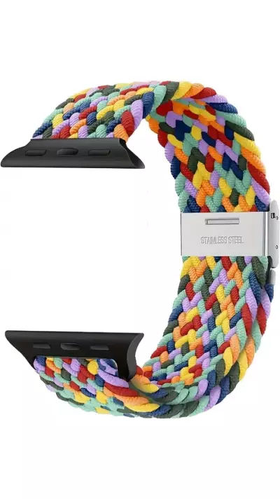 Elastisches Geflochtenes Nylonarmband mit Dehnbaren Riemen f&uuml;r Apple Watch - Multicolor 3 - Apple Watch 38/40/41/42 mm
