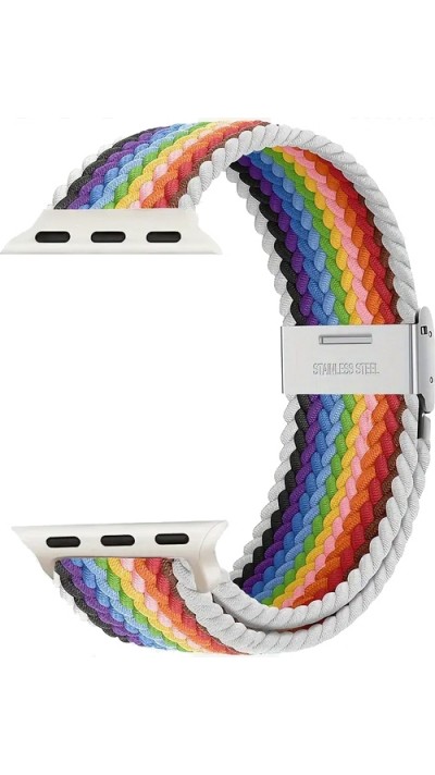 Elastisches Geflochtenes Nylonarmband mit Dehnbaren Riemen für Apple Watch - Multicolor 8 - Apple Watch 44/45/46/49 mm