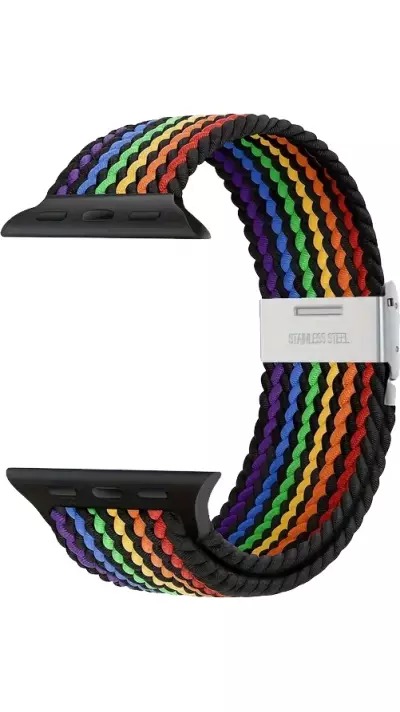 Elastisches Geflochtenes Nylonarmband mit Dehnbaren Riemen f&uuml;r Apple Watch - Multicolor 9 - Apple Watch 38/40/41/42 mm