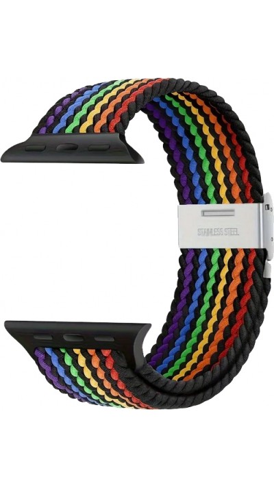 Elastisches Geflochtenes Nylonarmband mit Dehnbaren Riemen für Apple Watch - Multicolor 9 - Apple Watch 44/45/46/49 mm