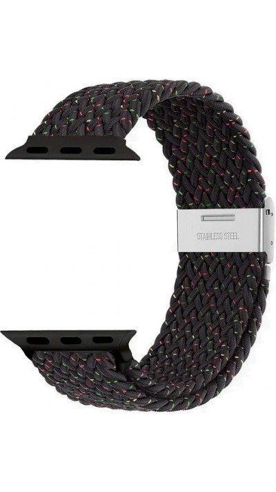 Elastisches Geflochtenes Nylonarmband mit Dehnbaren Riemen für Apple Watch - Schwarz - Apple Watch 44/45/46/49 mm