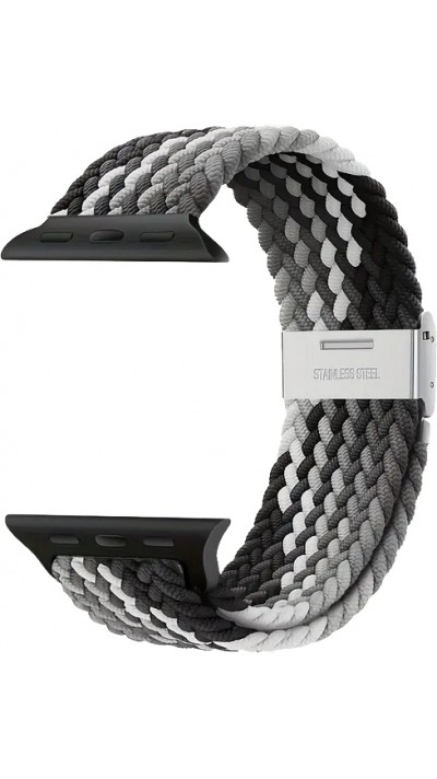 Elastisches Geflochtenes Nylonarmband mit Dehnbaren Riemen für Apple Watch - Schwarz & Weiss - Apple Watch 44/45/46/49 mm