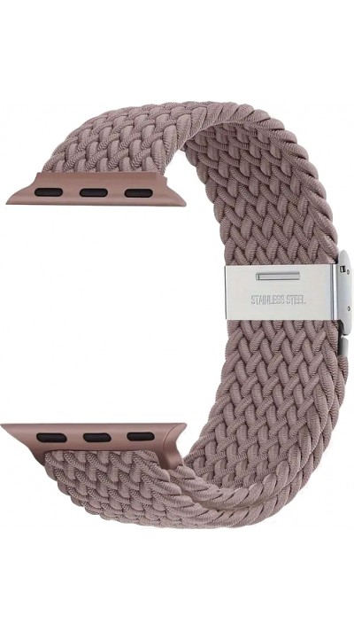 Elastisches Geflochtenes Nylonarmband mit Dehnbaren Riemen für Apple Watch - Rosa gold - Apple Watch 44/45/46/49 mm
