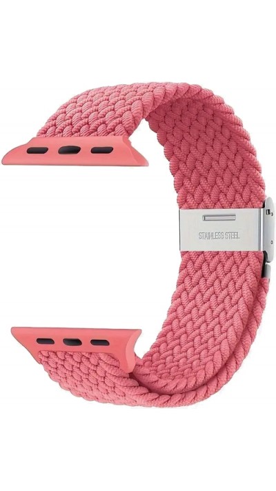 Elastisches Geflochtenes Nylonarmband mit Dehnbaren Riemen für Apple Watch - Rosa - Apple Watch 44/45/46/49 mm