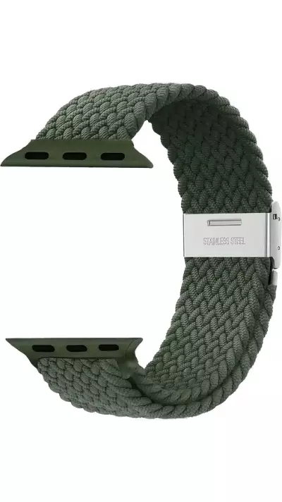 Elastisches Geflochtenes Nylonarmband mit Dehnbaren Riemen f&uuml;r Apple Watch - Dunkelgr&uuml;n - Apple Watch 38/40/41/42 mm
