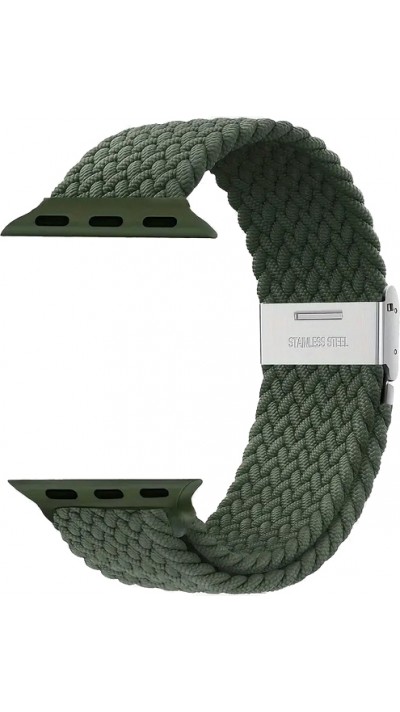 Elastisches Geflochtenes Nylonarmband mit Dehnbaren Riemen für Apple Watch - Dunkelgrün - Apple Watch 44/45/46/49 mm