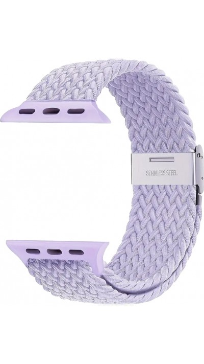 Elastisches Geflochtenes Nylonarmband mit Dehnbaren Riemen für Apple Watch - Hellviolett - Apple Watch 44/45/46/49 mm