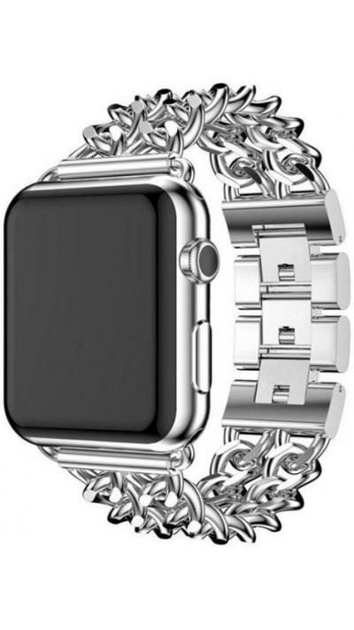 Luxuriöses Edelstahl Armband mit unsichtbarem Verschluss - Silber - Apple Watch 38 mm / 40 mm / 41 mm