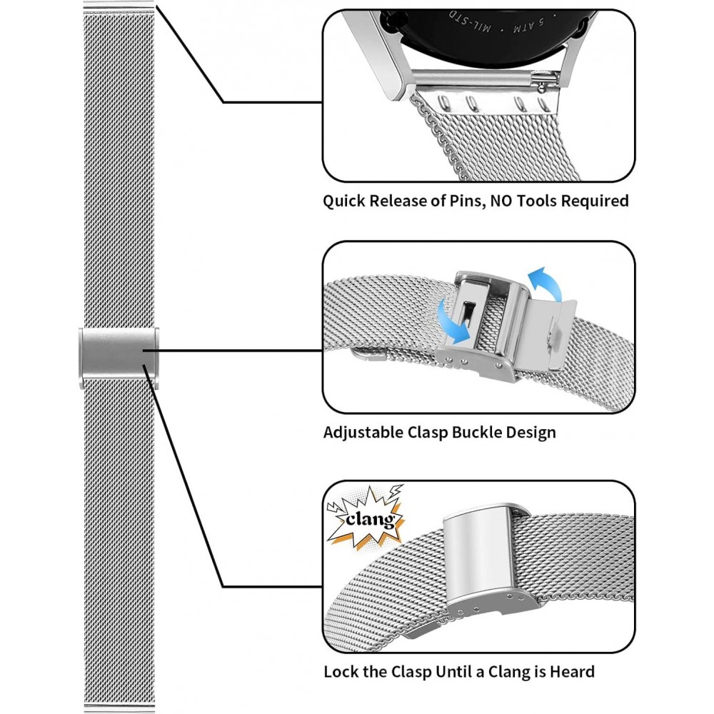 Bracelet milanais élégant en acier inoxydable - Noir - Whoop 4.0