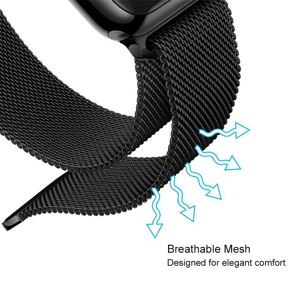 Mailänder Stahlarmband schwarz - Apple Watch 38/40/41/42 mm