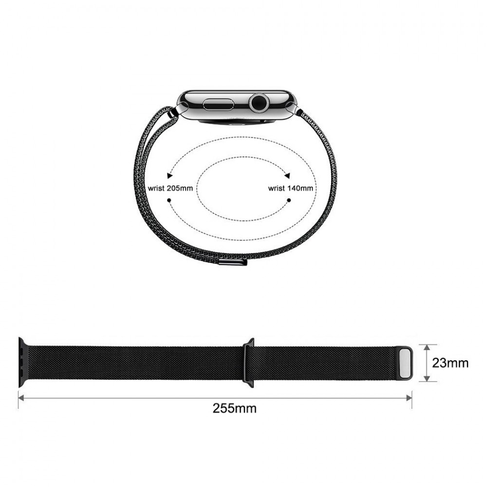 Mailänder Stahlarmband schwarz - Apple Watch 38/40/41/42 mm