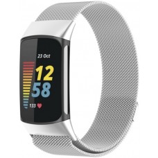 Milanaise-Armband aus Stahl in (Größe L) - Silber - Fitbit Charge 5 / 6