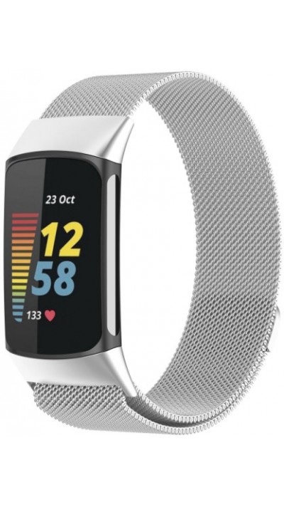Milanaise-Armband aus Stahl in (Größe S) - Silber - Fitbit Charge 5 / 6