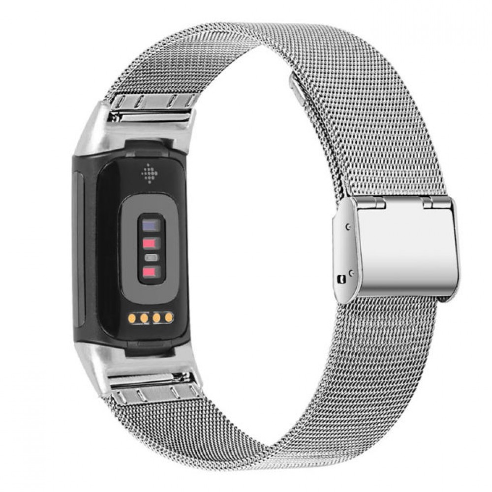 Milanaise-Armband aus Stahl in (Größe L) - Silber - Fitbit Charge 5 / 6