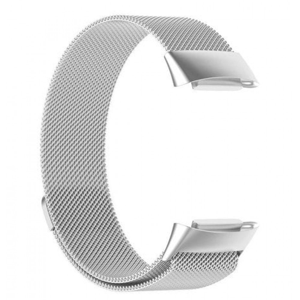 Milanaise-Armband aus Stahl in (Größe L) - Silber - Fitbit Charge 5 / 6