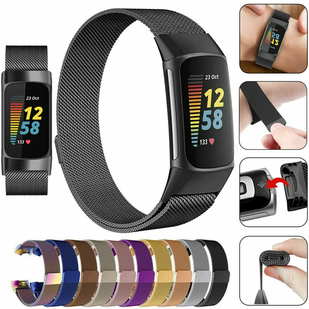 Milanaise-Armband aus Stahl in (Größe L) - Silber - Fitbit Charge 5 / 6