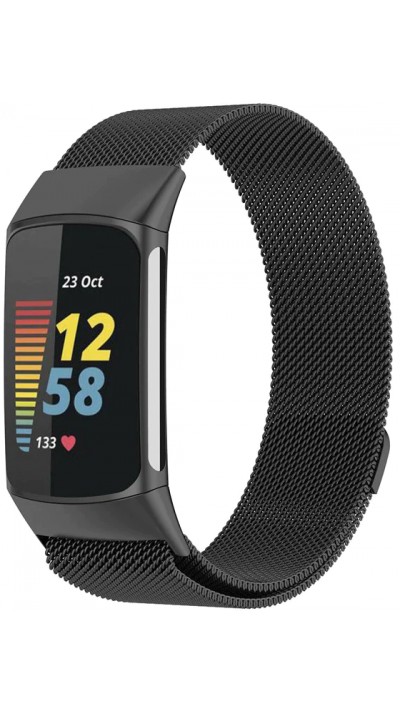 Milanaise-Armband aus Stahl in (Größe S) - Schwarz - Fitbit Charge 5 / 6