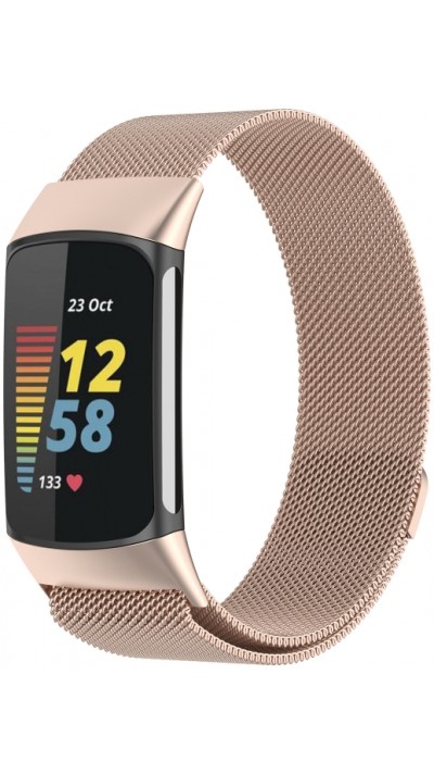 Milanaise-Armband aus Stahl in (Größe S) - Vintage gold - Fitbit Charge 5 / 6