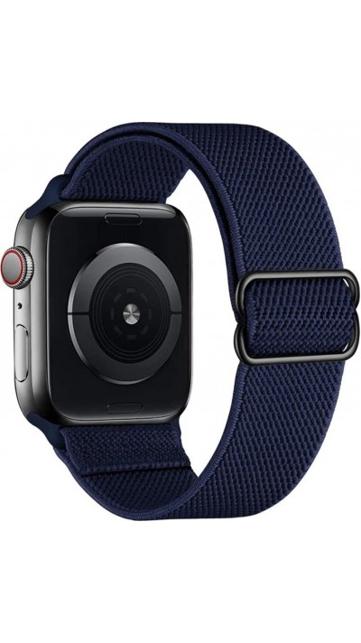 Sportliches elastisches Nylonarmband, verstellbar, weich, waschbar - Dunkelblau - Apple Watch 44/45/46/49 mm