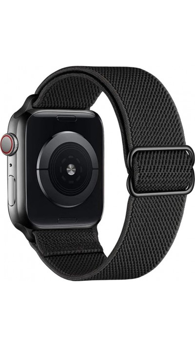 Sportliches elastisches Nylonarmband, verstellbar, weich, waschbar - Schwarz - Apple Watch 44/45/46/49 mm