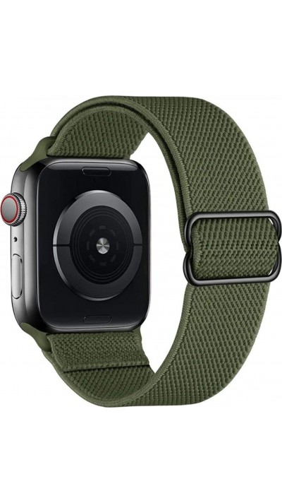 Sportliches elastisches Nylonarmband, verstellbar, weich, waschbar - Dunkelgrün - Apple Watch 44/45/46/49 mm
