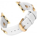 Punkarmband aus echtem Leder, größenverstellbar - Weiss - Apple Watch 38/40/41/42 mm
