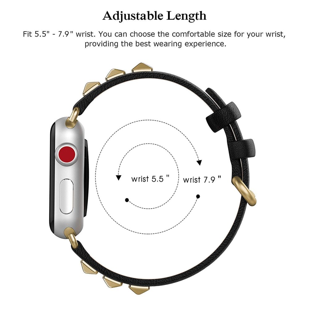 Punkarmband aus echtem Leder, größenverstellbar - Weiss - Apple Watch 38/40/41/42 mm