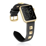 Punkarmband aus echtem Leder, größenverstellbar - Schwarz - Apple Watch 38/40/41/42 mm