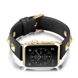 Punkarmband aus echtem Leder, größenverstellbar - Schwarz - Apple Watch 38/40/41/42 mm