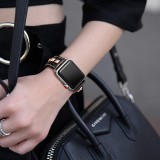 Punkarmband aus echtem Leder, größenverstellbar - Schwarz - Apple Watch 38/40/41/42 mm