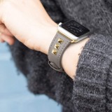 Punkarmband aus echtem Leder, größenverstellbar - Schwarz - Apple Watch 38/40/41/42 mm