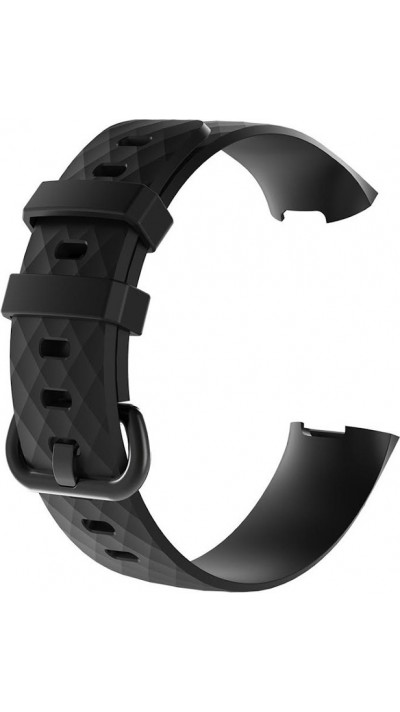 Sportliches Silikon Armband - Grösse L - Schwarz - Fitbit Charge 3 / 4