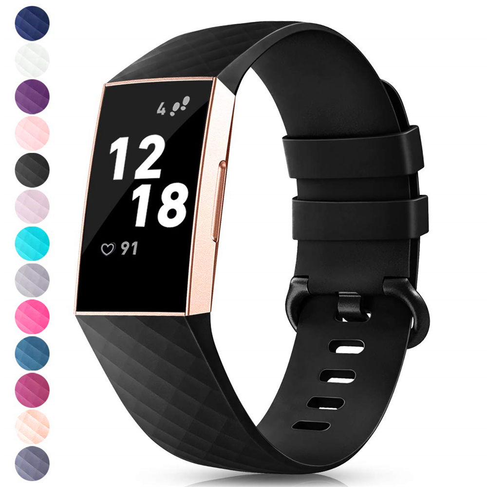 Sportliches Silikon Armband - Grösse L - Rosa - Fitbit Charge 3 / 4