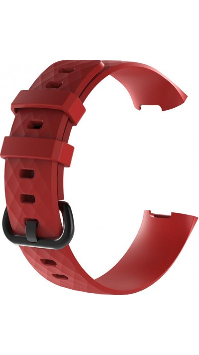 Sportliches Silikon Armband - Grösse L - Rot - Fitbit Charge 3 / 4