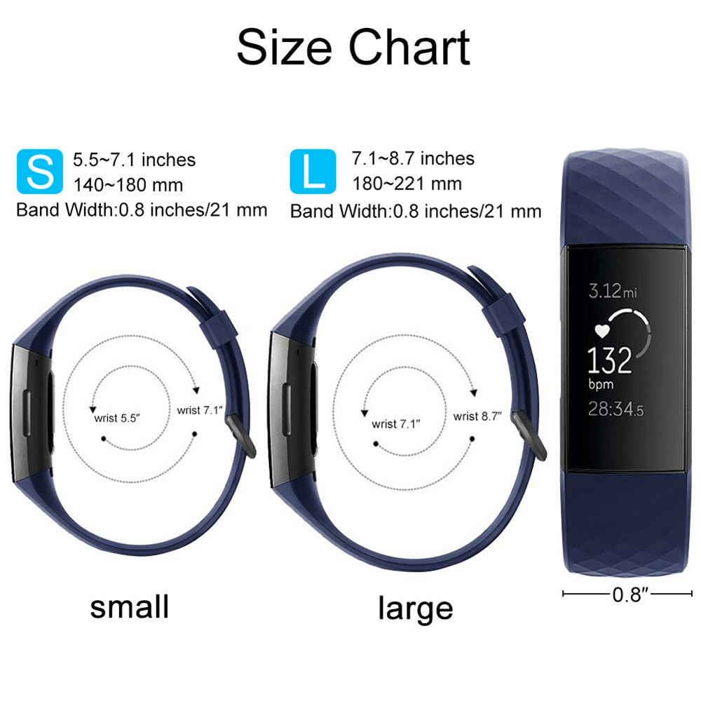 Sportliches Silikon Armband - Grösse S - Dunkelgrau - Fitbit Charge 3 / 4