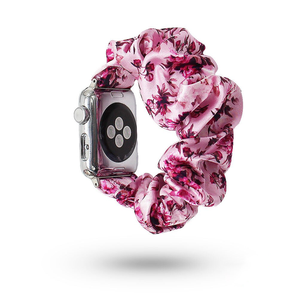 Blumen scrunchies Stoffarmband rosa - Apple Watch 38/40/41/42 mm