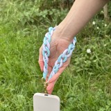 Universalarmband Befestigung für Schale/Gabel Telefon bunte Kette - Blau weiss