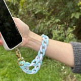 Universalarmband Befestigung für Schale/Gabel Telefon bunte Kette - Blau weiss